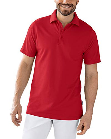 CLINIC DRESS Shirt Polo Unisex 1/2 Arm - gerade Form Polokragen 60% Baumwolle, für Krankenschwestern, Pfleger, Ärzte und Pflegepersonal rot im Sale